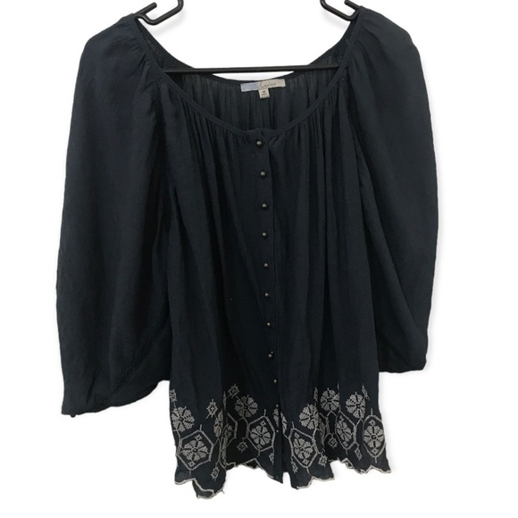 3/$15 Cecico blue boho wide dolman style sleeves  top - Picture 1 of 11